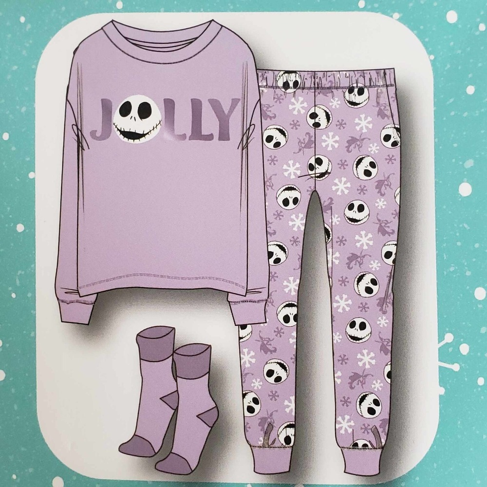 Disney Nightmare Before Christmas Womens Lounge Top, Pants & Socks Set L/G NEW